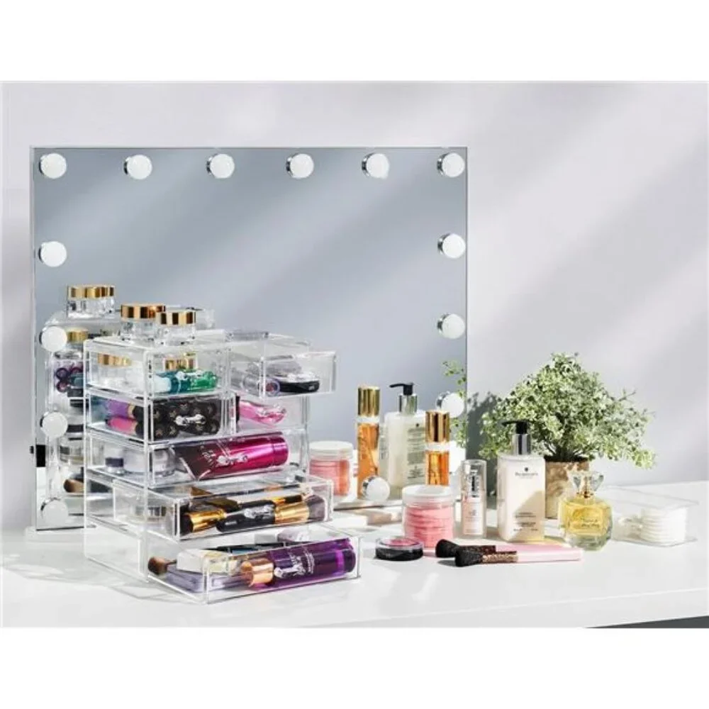 Acrylic Makeup Organizer Set, 7-Drawer Vanity & Countertop Cosmetic Storage